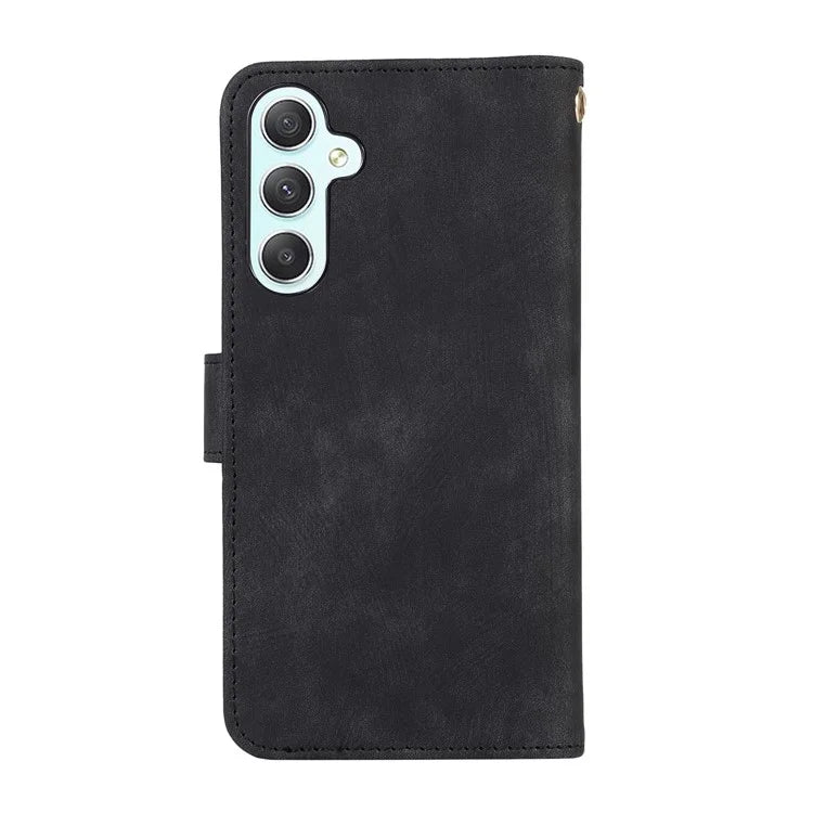 For Samsung Galaxy A55 5G Case Zipper Pocket Flip Leather Phone Cover Handbag