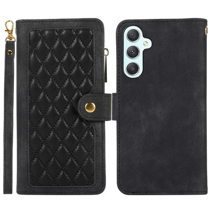 For Samsung Galaxy A55 5G Case Zipper Pocket Flip Leather Phone Cover Handbag