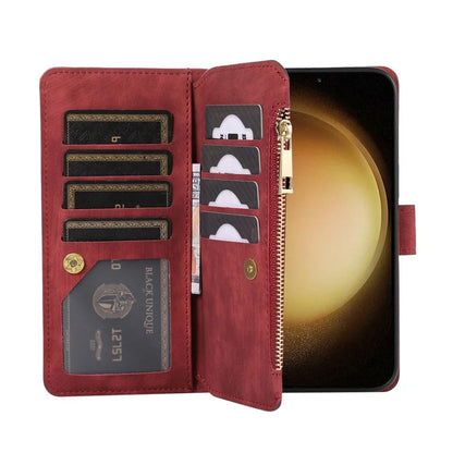 For Samsung Galaxy A55 5G Case Zipper Pocket Flip Leather Phone Cover Handbag