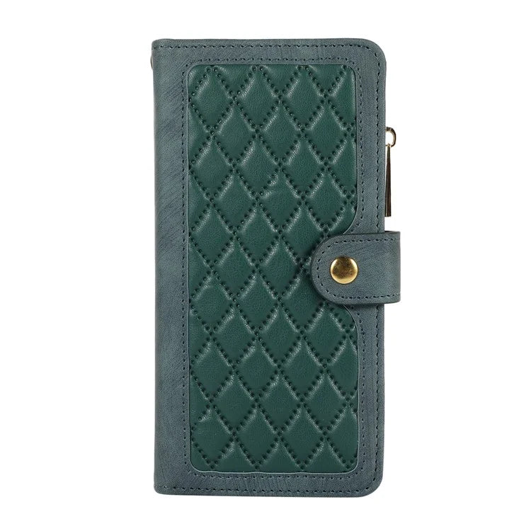 For Samsung Galaxy A55 5G Case Zipper Pocket Flip Leather Phone Cover Handbag