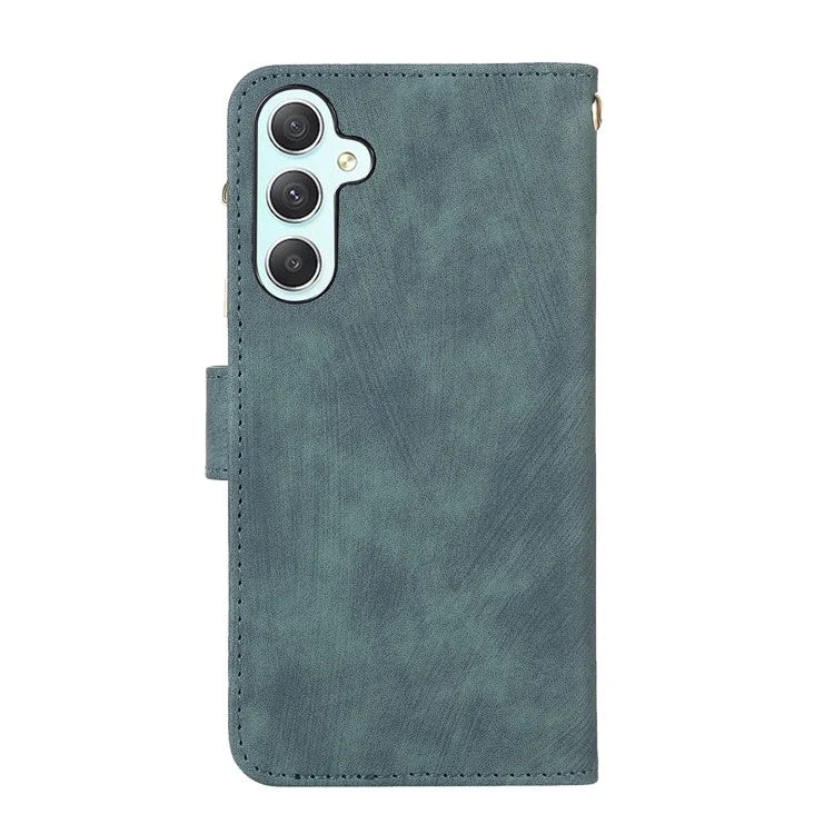 For Samsung Galaxy A55 5G Case Zipper Pocket Flip Leather Phone Cover Handbag