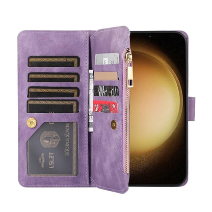 For Samsung Galaxy A55 5G Case Zipper Pocket Flip Leather Phone Cover Handbag