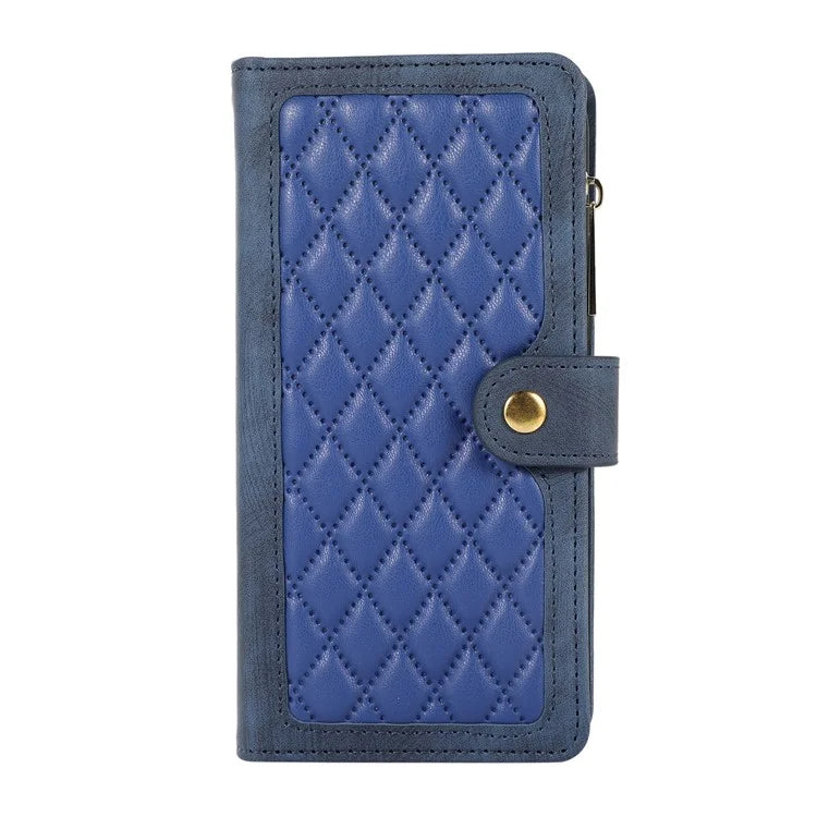 For Samsung Galaxy A55 5G Case Zipper Pocket Flip Leather Phone Cover Handbag