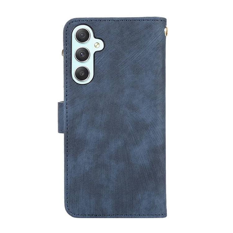 For Samsung Galaxy A55 5G Case Zipper Pocket Flip Leather Phone Cover Handbag