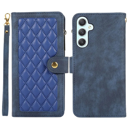For Samsung Galaxy A55 5G Case Zipper Pocket Flip Leather Phone Cover Handbag