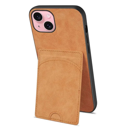 For iPhone 13 Case Card Slots Leather + TPU Phone Cover with Kickstand