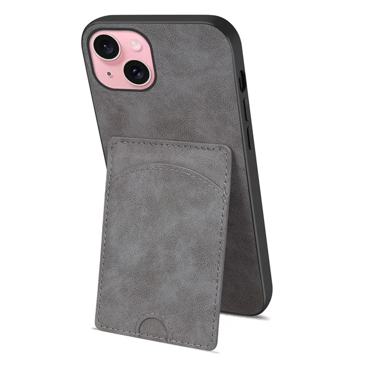 For iPhone 13 Case Card Slots Leather + TPU Phone Cover with Kickstand
