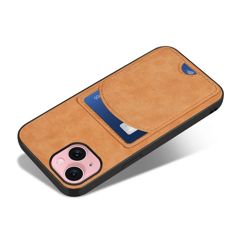 For iPhone 13 Case Card Slots Leather + TPU Phone Cover with Kickstand