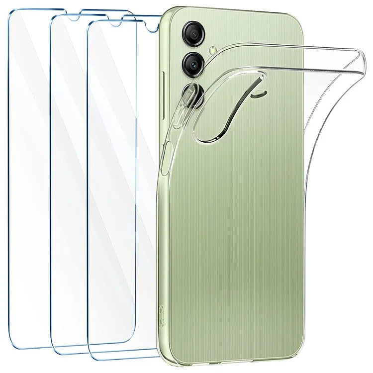 For Samsung Galaxy A24 4G (162.1 x 77.6 x 8.3mm) Case Clear TPU Phone Cover with 3Pcs Tempered Glass Screen Protector