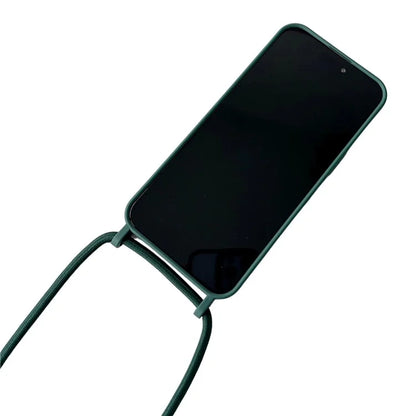 For iPhone 15 Pro Max Case Soft Touch Liquid Silicone Phone Cover with Neck Lanyard Strap