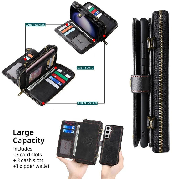 MEGSHI 020 Series for Samsung Galaxy S23 FE Case Crossbody Leather Phone Cover Detachable Wallet