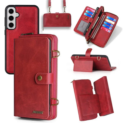 MEGSHI 020 Series for Samsung Galaxy S23 FE Case Crossbody Leather Phone Cover Detachable Wallet