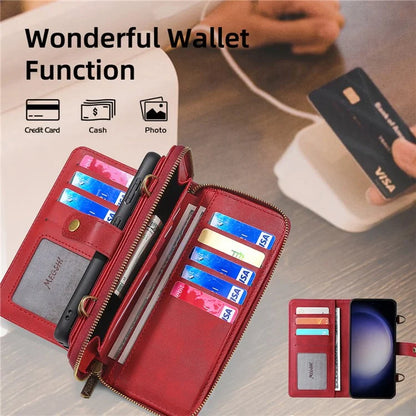 MEGSHI 020 Series for Samsung Galaxy S23 FE Case Crossbody Leather Phone Cover Detachable Wallet
