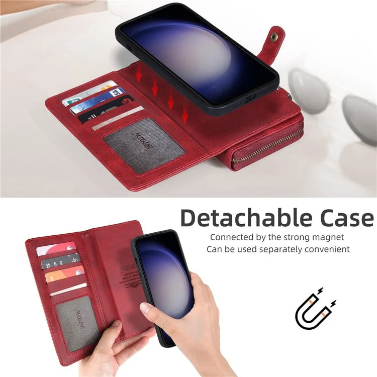 MEGSHI 020 Series for Samsung Galaxy S23 FE Case Crossbody Leather Phone Cover Detachable Wallet