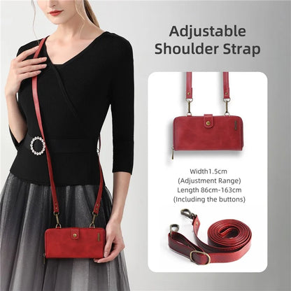 MEGSHI 020 Series for Samsung Galaxy S23 FE Case Crossbody Leather Phone Cover Detachable Wallet