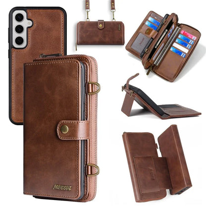 MEGSHI 020 Series for Samsung Galaxy S23 FE Case Crossbody Leather Phone Cover Detachable Wallet