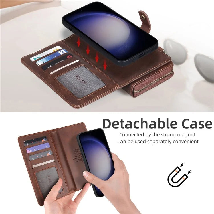 MEGSHI 020 Series for Samsung Galaxy S23 FE Case Crossbody Leather Phone Cover Detachable Wallet