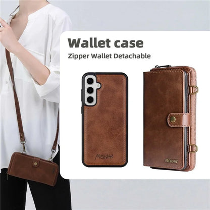MEGSHI 020 Series for Samsung Galaxy S23 FE Case Crossbody Leather Phone Cover Detachable Wallet