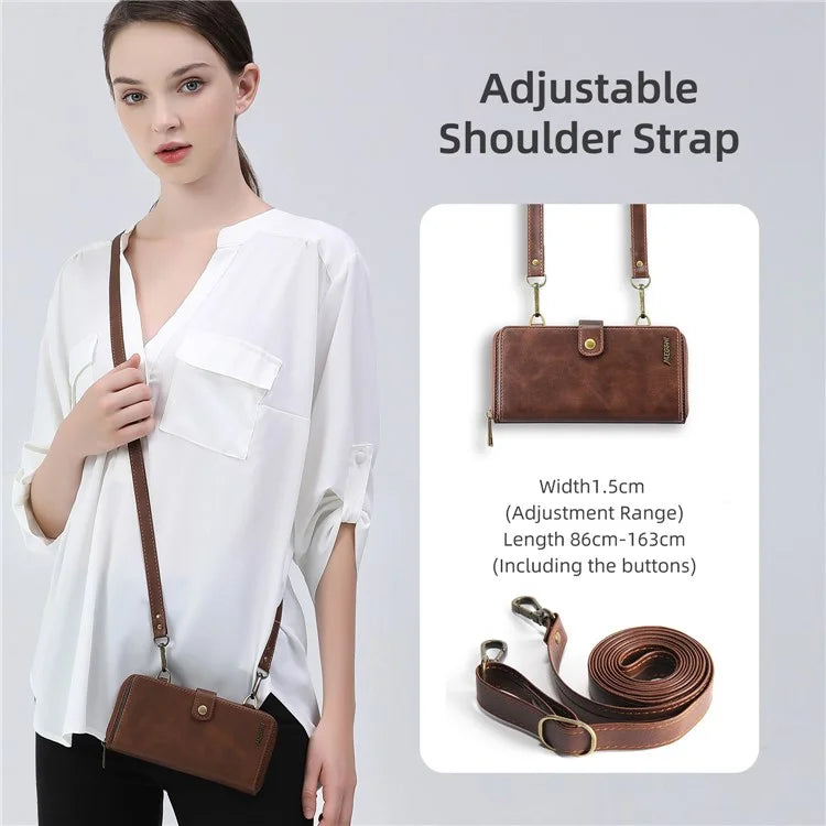 MEGSHI 020 Series for Samsung Galaxy S23 FE Case Crossbody Leather Phone Cover Detachable Wallet