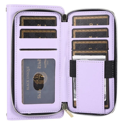 For Samsung Galaxy S23 FE Leather Case Rhombus Stitching Wallet Zipper Phone Cover with Strap