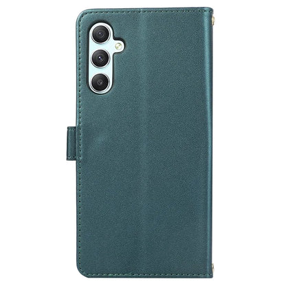 For Samsung Galaxy S23 FE Leather Case Rhombus Stitching Wallet Zipper Phone Cover with Strap