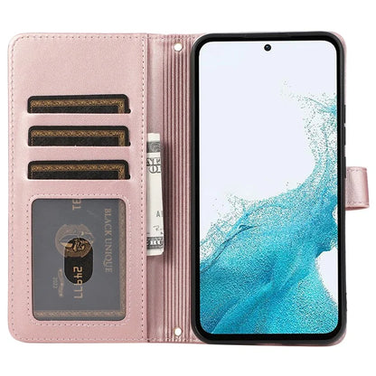 For Samsung Galaxy S23 FE Leather Case Rhombus Stitching Wallet Zipper Phone Cover with Strap