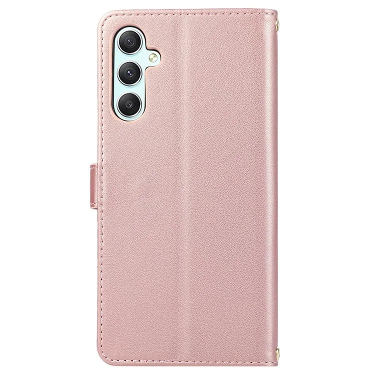 For Samsung Galaxy S23 FE Leather Case Rhombus Stitching Wallet Zipper Phone Cover with Strap