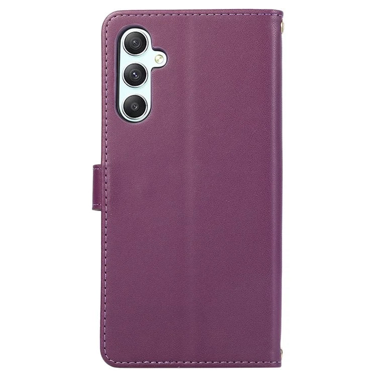 For Samsung Galaxy S23 FE Leather Case Rhombus Stitching Wallet Zipper Phone Cover with Strap