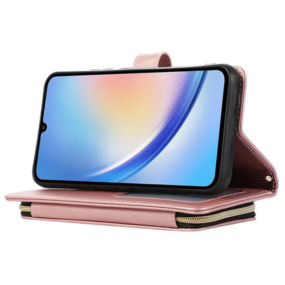 For Samsung Galaxy A14 5G / 4G Leather Case Zipper Pocket Phone Cover with Wrist Strap