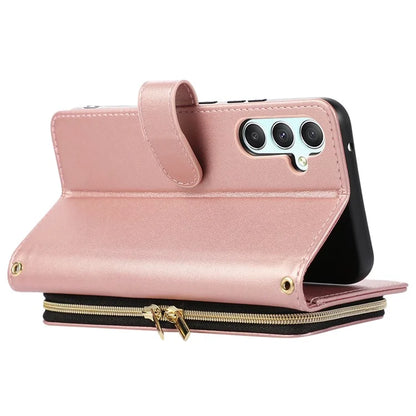 For Samsung Galaxy A14 5G / 4G Leather Case Zipper Pocket Phone Cover with Wrist Strap