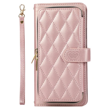 For Samsung Galaxy A14 5G / 4G Leather Case Zipper Pocket Phone Cover with Wrist Strap