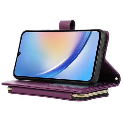 For Samsung Galaxy A14 5G / 4G Leather Case Zipper Pocket Phone Cover with Wrist Strap