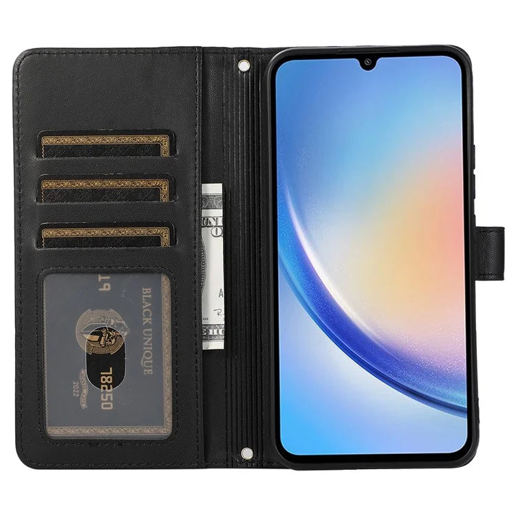 For Samsung Galaxy A14 5G / 4G Leather Case Zipper Pocket Phone Cover with Wrist Strap