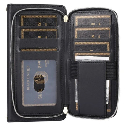 For Samsung Galaxy A14 5G / 4G Leather Case Zipper Pocket Phone Cover with Wrist Strap