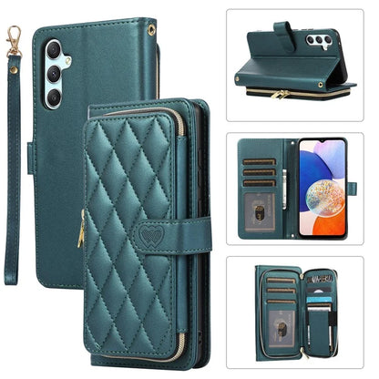 For Samsung Galaxy A14 5G / 4G Leather Case Zipper Pocket Phone Cover with Wrist Strap