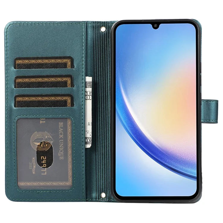 For Samsung Galaxy A14 5G / 4G Leather Case Zipper Pocket Phone Cover with Wrist Strap