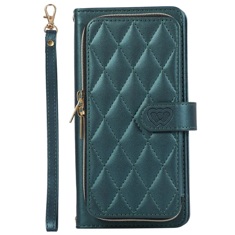 For Samsung Galaxy A14 5G / 4G Leather Case Zipper Pocket Phone Cover with Wrist Strap
