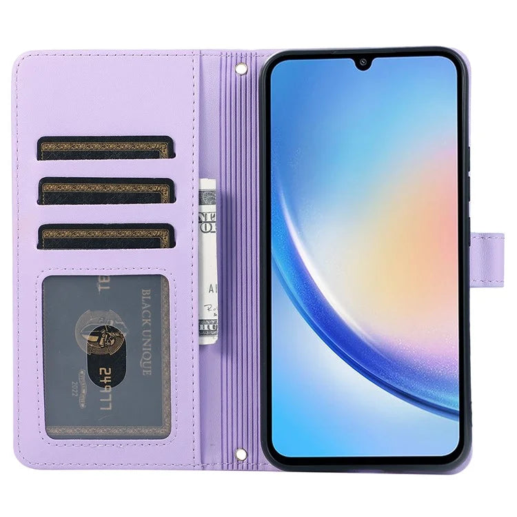 For Samsung Galaxy A14 5G / 4G Leather Case Zipper Pocket Phone Cover with Wrist Strap