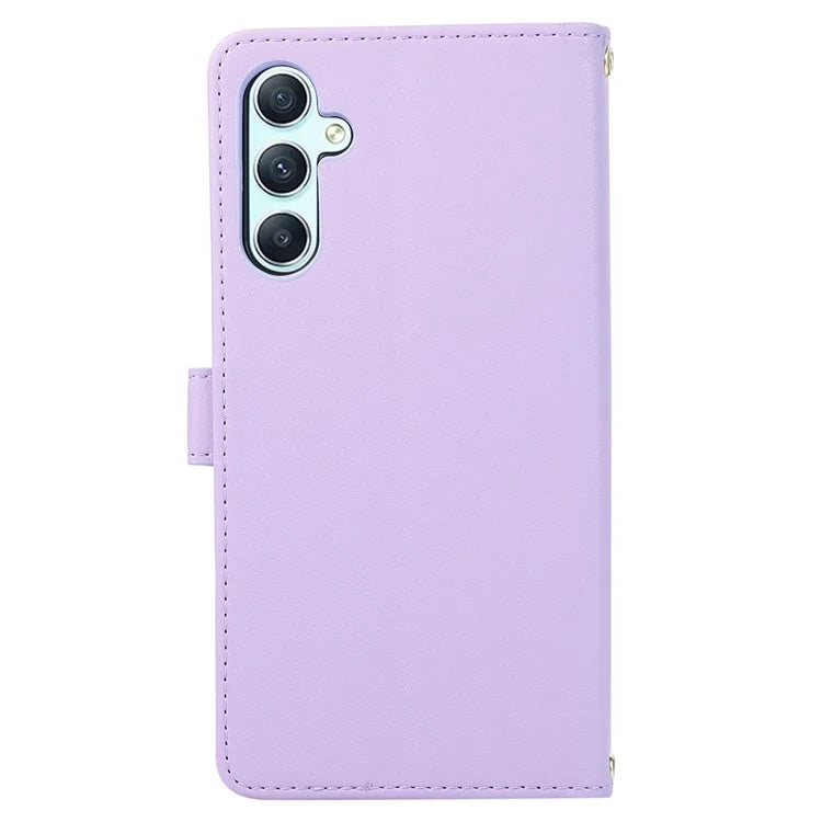 For Samsung Galaxy A14 5G / 4G Leather Case Zipper Pocket Phone Cover with Wrist Strap