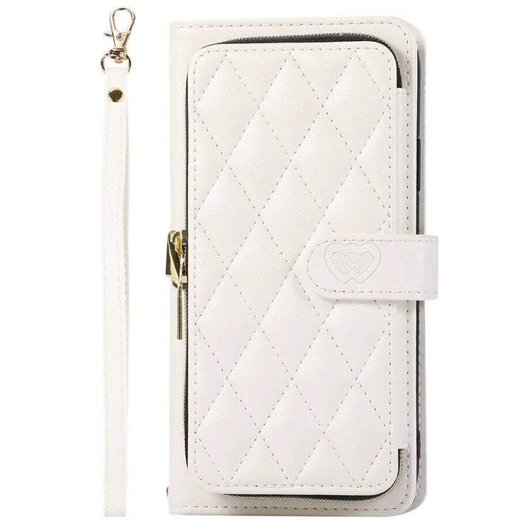 For Samsung Galaxy A14 5G / 4G Leather Case Zipper Pocket Phone Cover with Wrist Strap