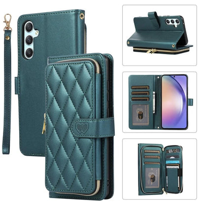 For Samsung Galaxy A54 5G Case PU Leather Zipper Purse Wrist Strap Phone Cover