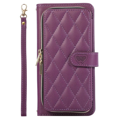For Samsung Galaxy S23 Case Zipper Pocket Folio Leather Phone Cover with Wrist Strap