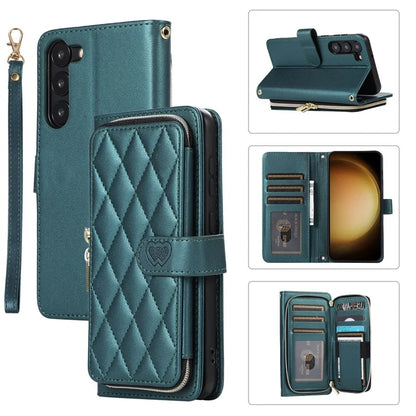 For Samsung Galaxy S23 Case Zipper Pocket Folio Leather Phone Cover with Wrist Strap