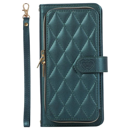 For Samsung Galaxy S23 Case Zipper Pocket Folio Leather Phone Cover with Wrist Strap