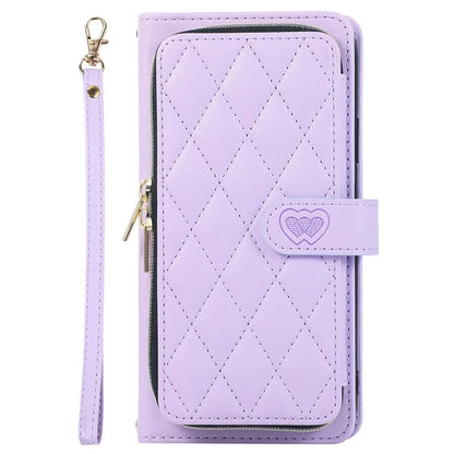 For Samsung Galaxy S23 Case Zipper Pocket Folio Leather Phone Cover with Wrist Strap