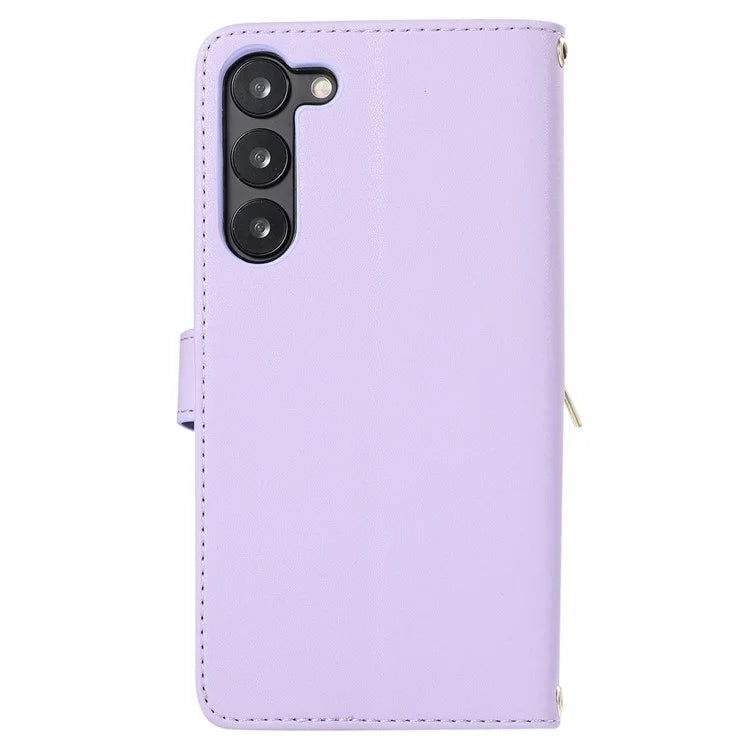 For Samsung Galaxy S23 Case Zipper Pocket Folio Leather Phone Cover with Wrist Strap