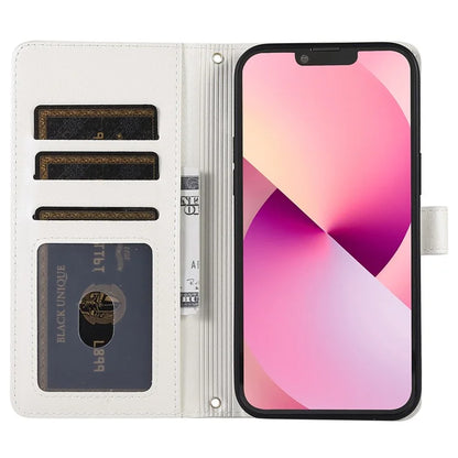 For iPhone 14 Case Leather Handbag Magnetic Closure Zipper Pocket Phone Cover