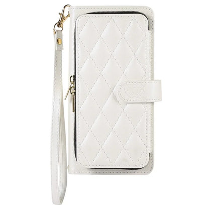 For iPhone 14 Case Leather Handbag Magnetic Closure Zipper Pocket Phone Cover