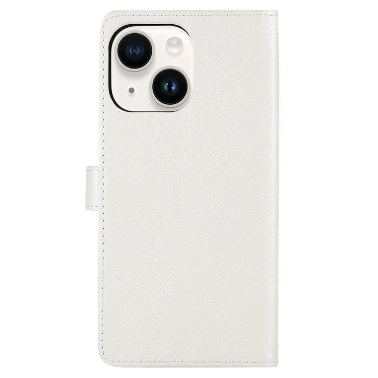 For iPhone 14 Case Leather Handbag Magnetic Closure Zipper Pocket Phone Cover
