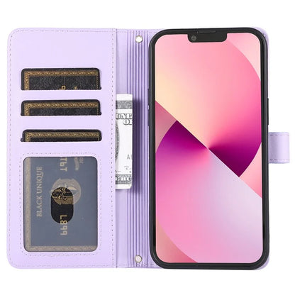 For iPhone 14 Case Leather Handbag Magnetic Closure Zipper Pocket Phone Cover